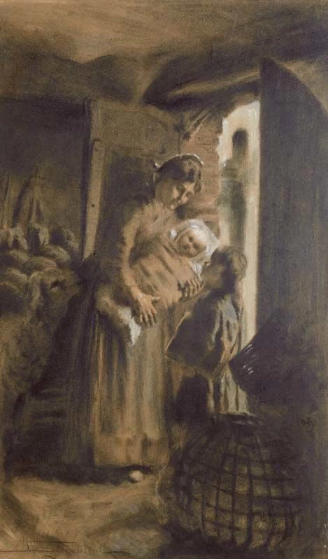 Il neonato. Scena familiare